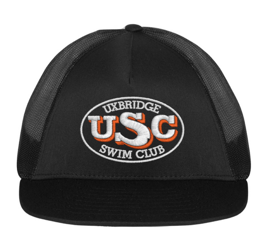 Uxbridge Swim Club Adult Baseball Cap - Black Trucker Hat