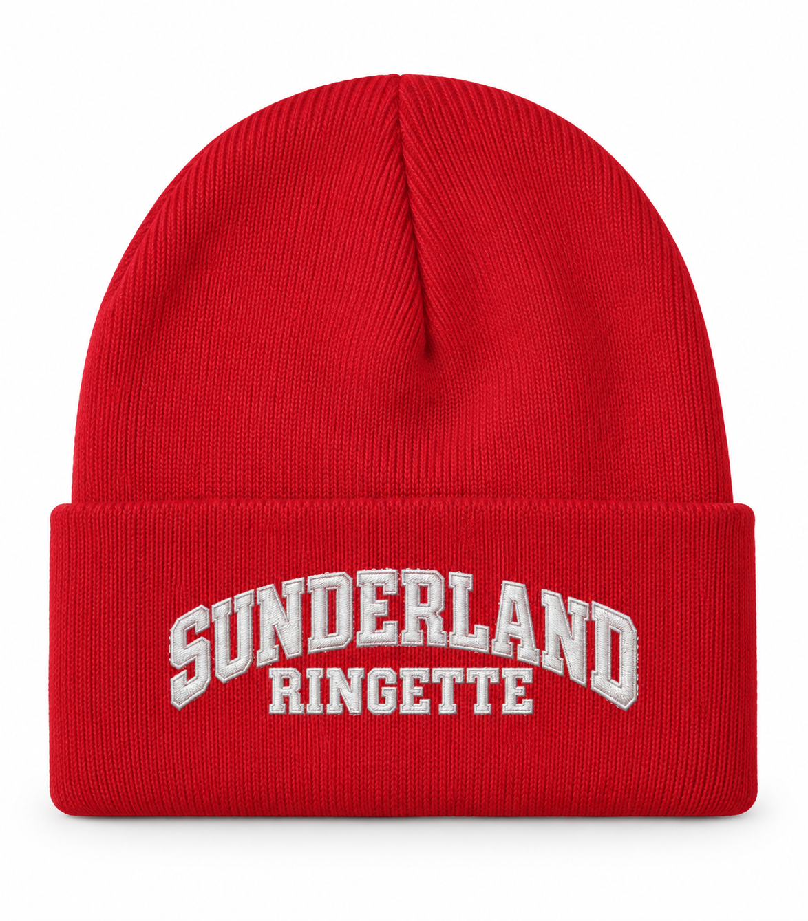 red Sunderland Stingerz C100 toque with embroidered Sunderland Ringette lettering
