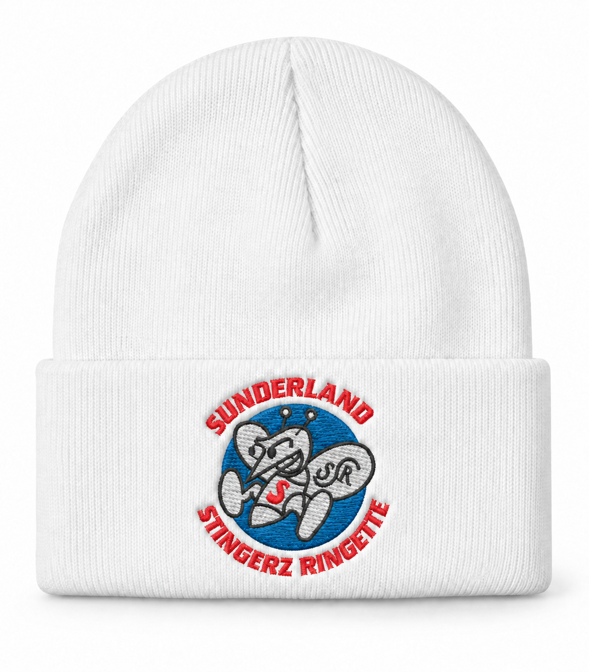 white Sunderland Stingerz C100 toque with embroidered team logo