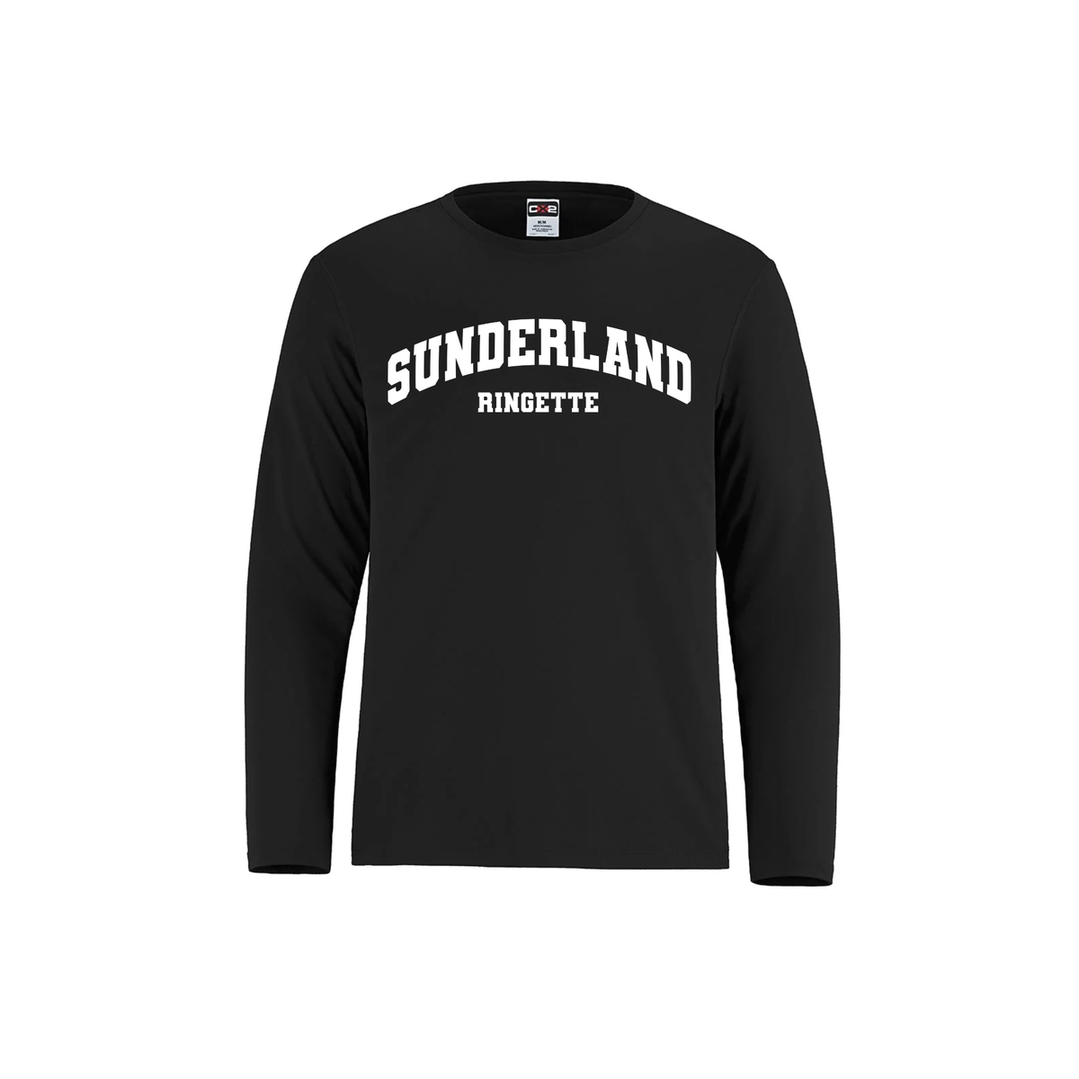 Sunderland Ringette black performance long sleeve with white chest print