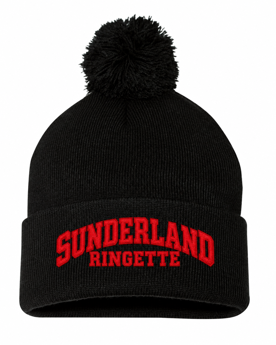 Black Sunderland Stingerz Sportsman SP15 pom-pom toque with embroidered Sunderland Ringette lettering