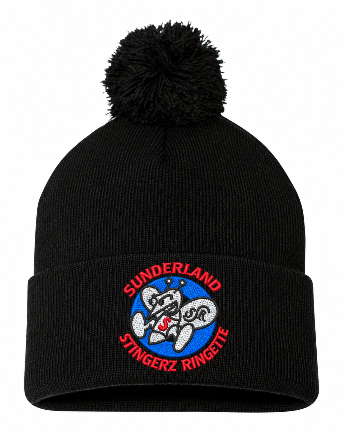 Black Sunderland Stingerz Sportsman SP15 pom-pom toque with embroidered team logo