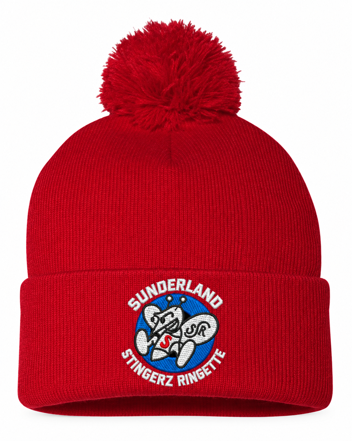 Red Sunderland Stingerz Sportsman SP15 pom-pom toque with embroidered team logo